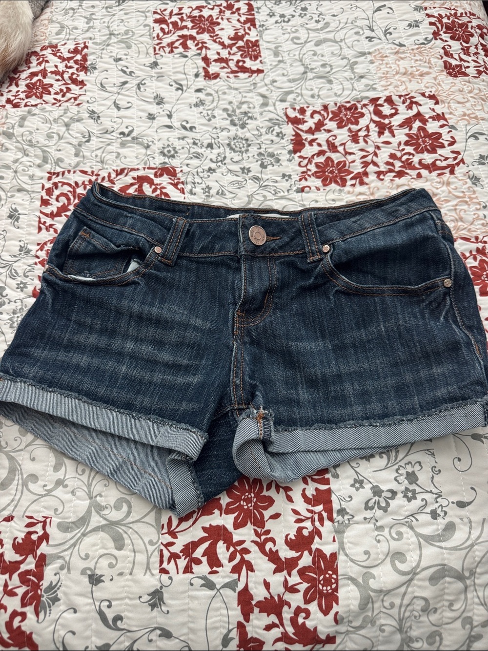 RSQ Malibu Dark Blue Denim Roll-Cuff Women's Shorts